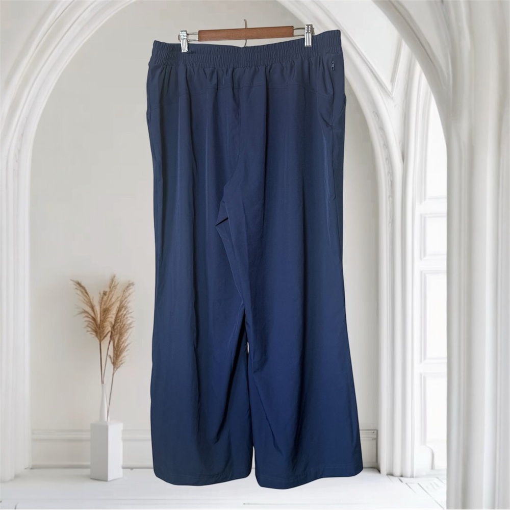 Fabletics Wide Leg Pants Women XXL/1X Deep Navy NEW High Rise Stretch Pockets